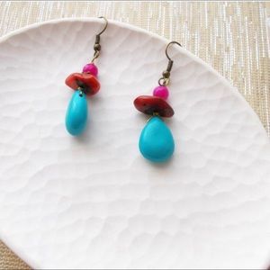 Katz Meow Confetti Pop Coral Jade Dangle Earrings New